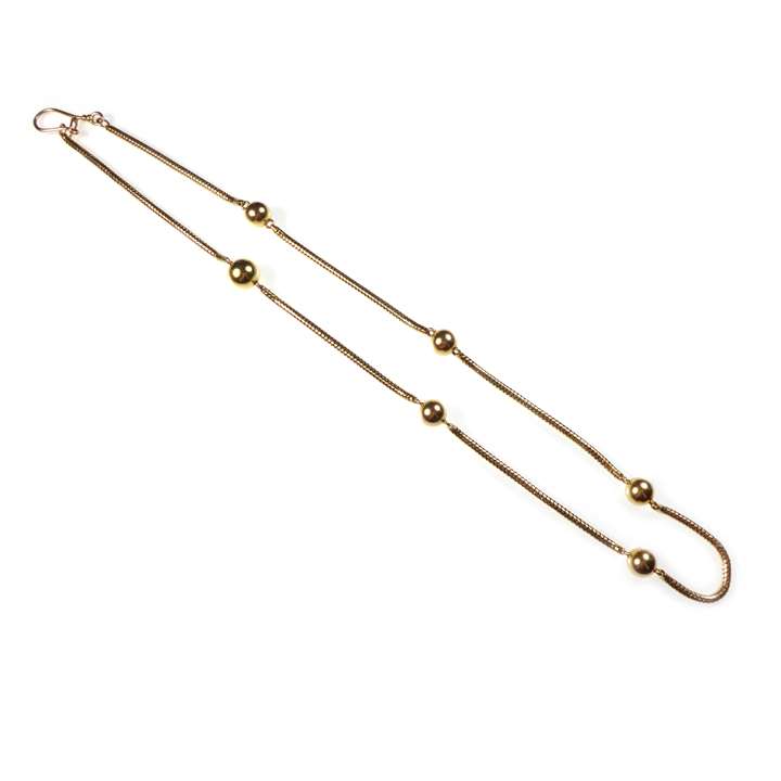 Antique gold snakelink chain necklace with ball spacers